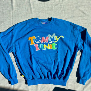 Men's TommyInnit Blue Multicolor Crewneck Sweatshirt M